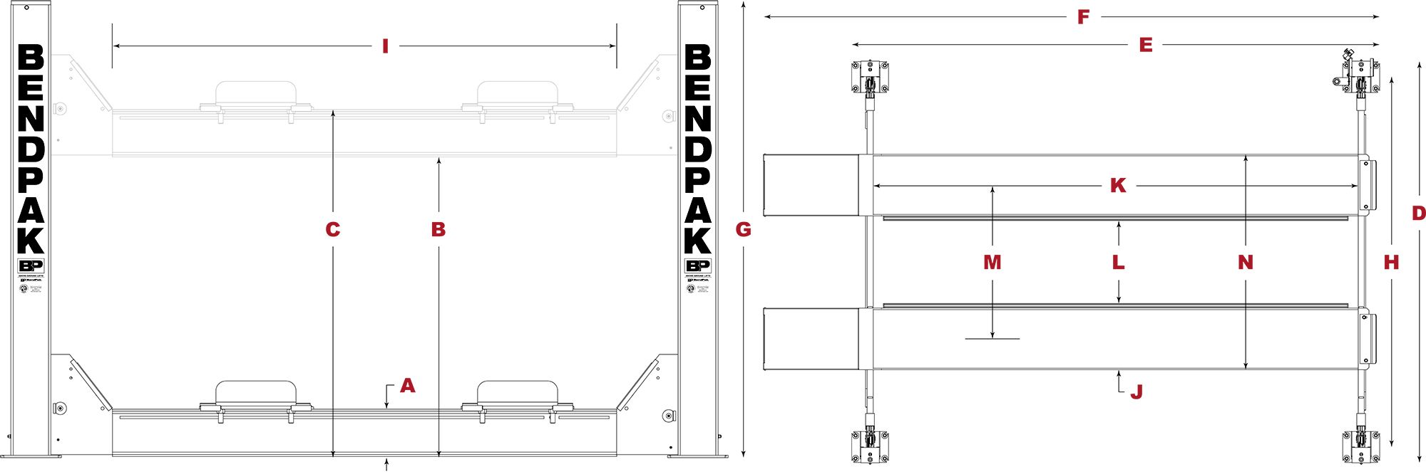 BendPak HDS-40X Diagram