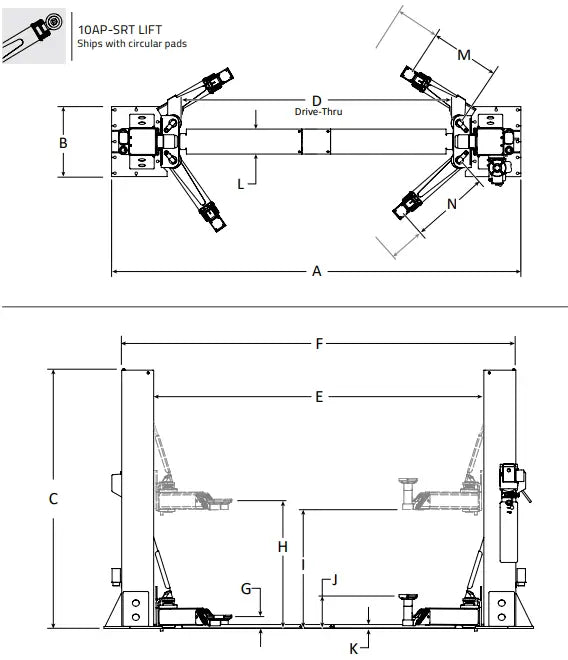 BendPak 10AP-SRT Diagram