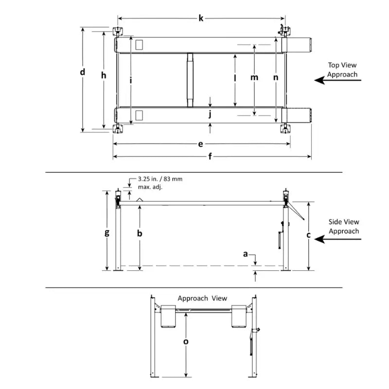 BendPak HD-75BXT 7,500lb 4 Post Lift -Diagram