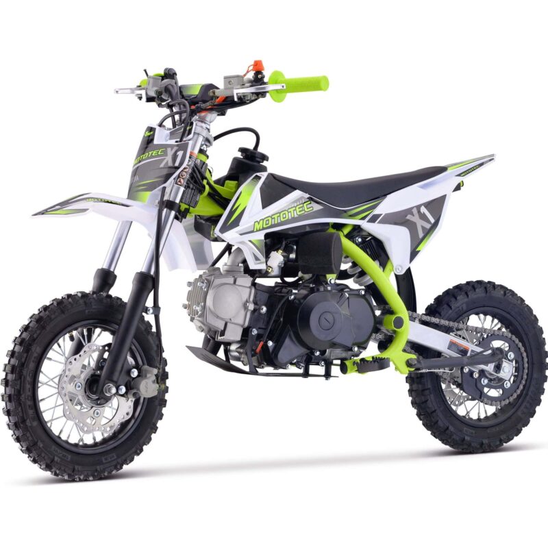 MotoTec X1 110cc 4-Stroke Gas Dirt Bike Green - Image 2