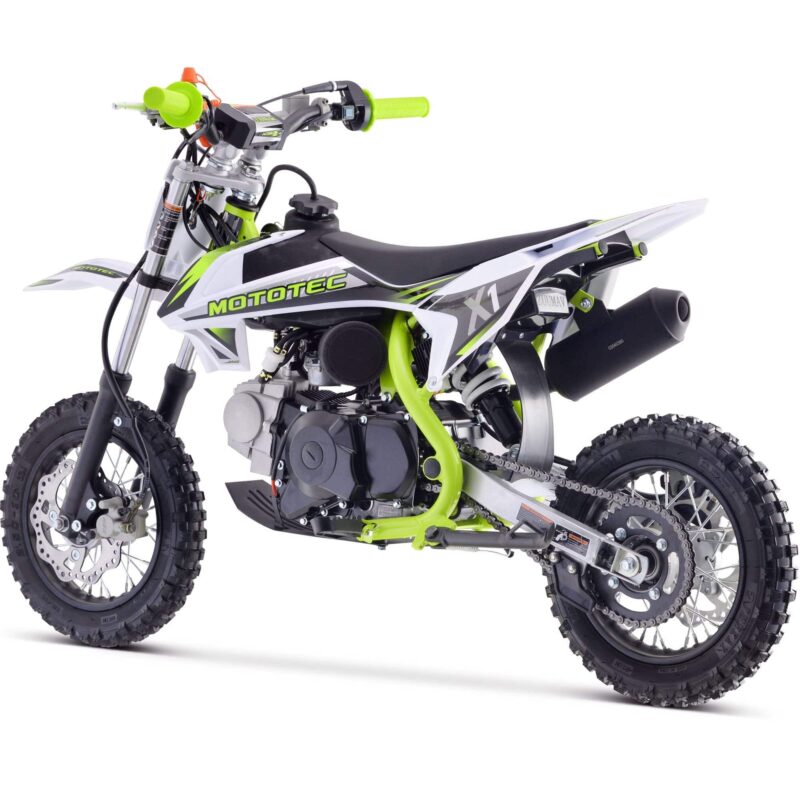 MotoTec X1 110cc 4-Stroke Gas Dirt Bike Green - Image 3