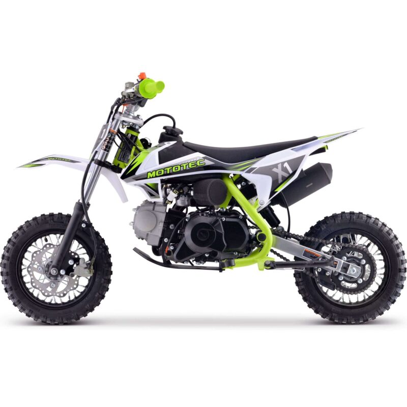 MotoTec X1 110cc 4-Stroke Gas Dirt Bike Green - Image 5