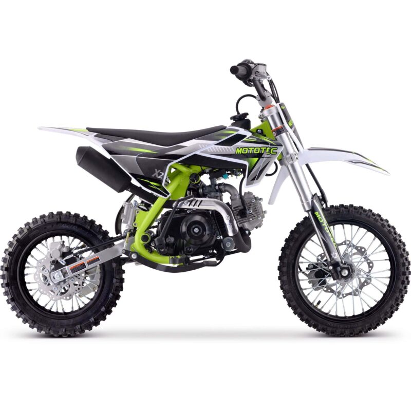 MotoTec X2 110cc 4-Stroke Gas Dirt Bike Green - Image 3