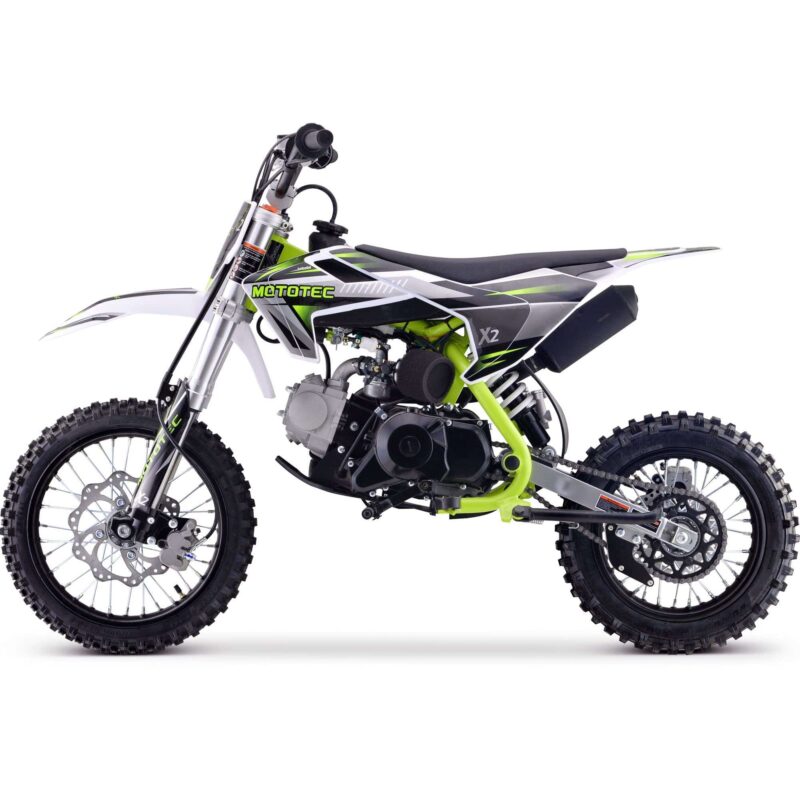 MotoTec X2 110cc 4-Stroke Gas Dirt Bike Green - Image 5