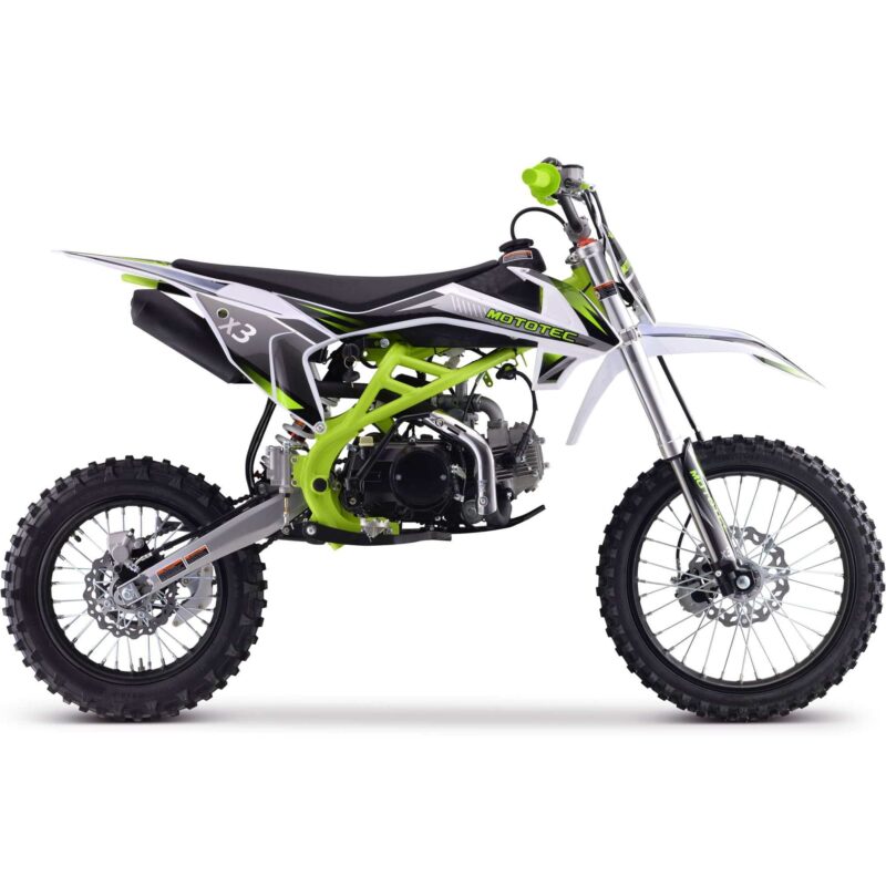 MotoTec X3 125cc 4-Stroke Gas Dirt Bike Green - Image 3