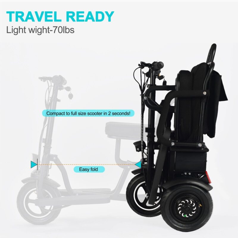 MotoTec Folding Mobility Electric Trike 48v 700w Dual Motor Lithium Black - Image 15