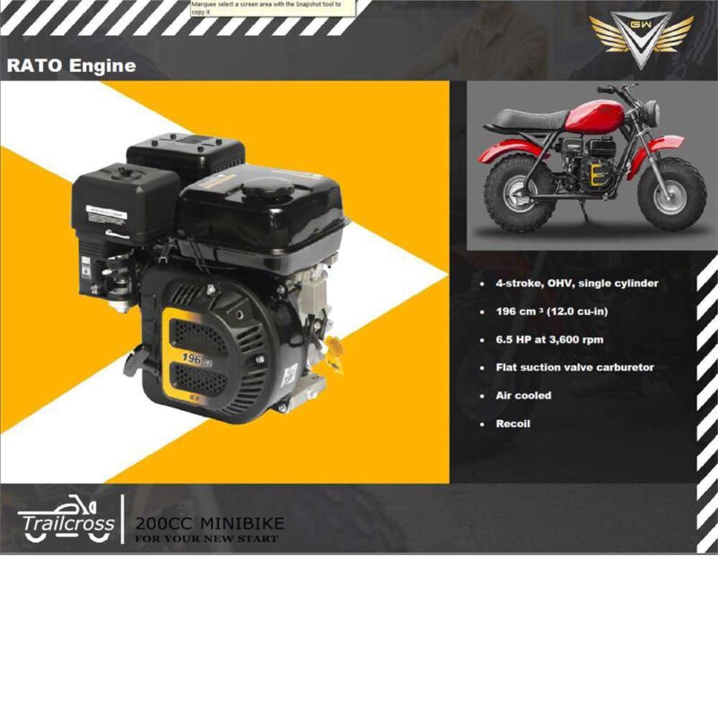 MotoTec Trailcross 200cc 4-Stroke Gas Mini Bike - Image 11