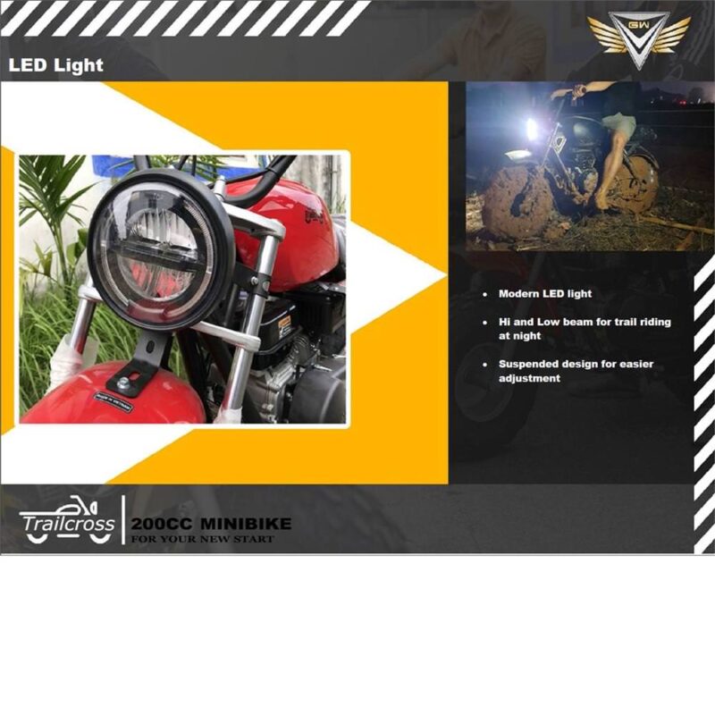MotoTec Trailcross 200cc 4-Stroke Gas Mini Bike - Image 13