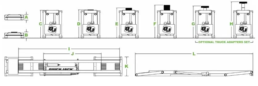 QuickJack 5000TL 5,000lb Low Rise Scissor Lift Diagram
