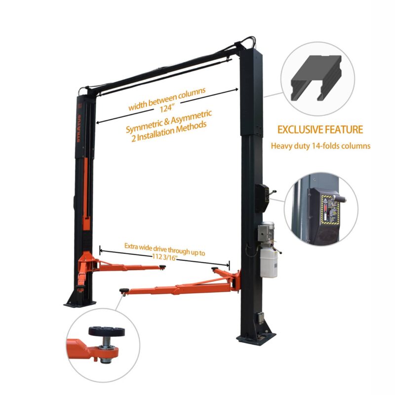 Stratus SAE-C10X 10,000 Lbs Extra Wide Two Post Lift - Image 2