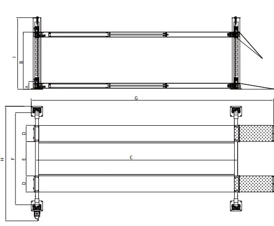 Triumph NTR-16 16,000 lb Four Post Auto Lift Diagram