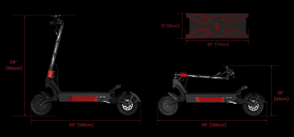 Yume Predator 72V 8000W High-Speed Electric Scooter dimensions