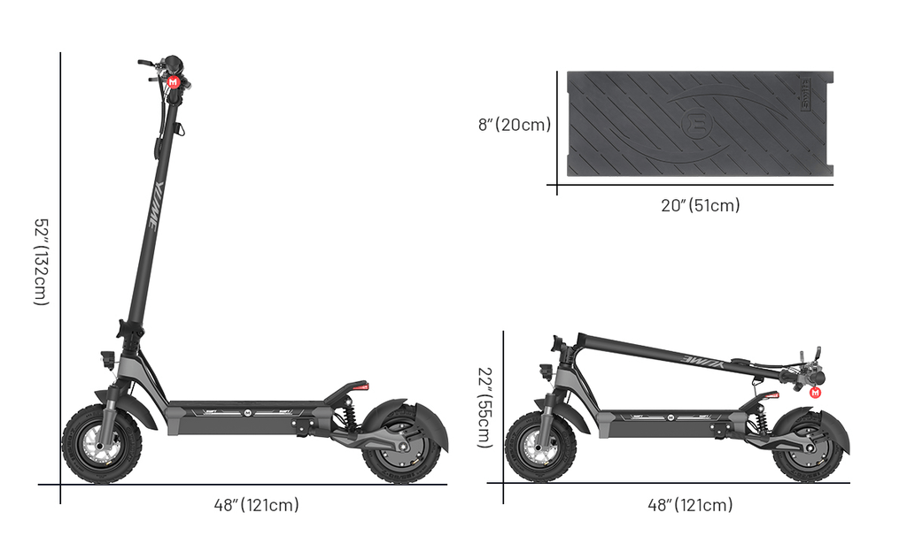 Yume Swift 1200W 32MPH Electric Scooter dimensions