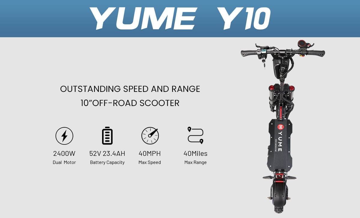 Yume Y10 2400W 40MPH Dual Motor Electric Scooter specifications