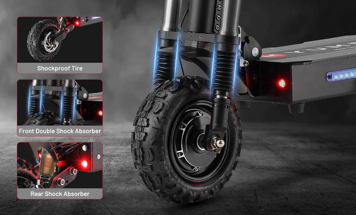 Yume Y11 6000W 50MPH Dual Motor Electric Scooter shock absorption