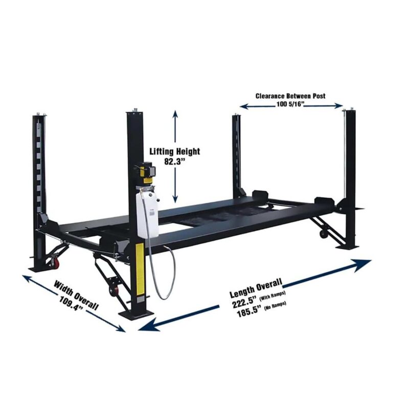 Tuxedo FP8K-DX-XLT 8,000 lb Deluxe Storage Lift Extended Length / Height - Poly casters, drip trays, jack tray - Image 4
